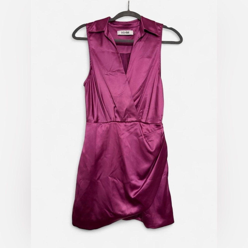 DO+BE Purple Satin Wrap Mini Dress
